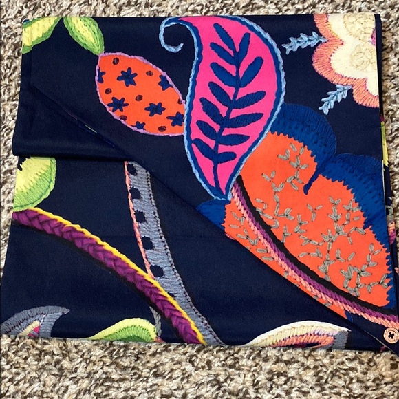 Ted Baker Blue and Pink Folk Foliage Botanical Scarf - Picture 5 of 7